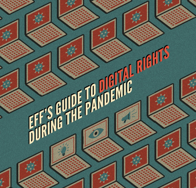 Front page of ebook, with the title "EFF's guide to digital rights during the pandemic" 