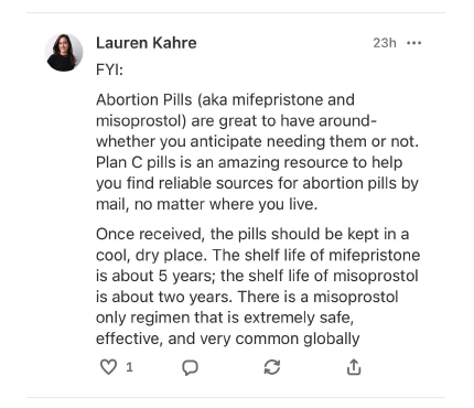 Screenshot of removed post submitted by Lauren Kahre to EFF Screenshot of removed post submitted by Lauren Kahre to EFF