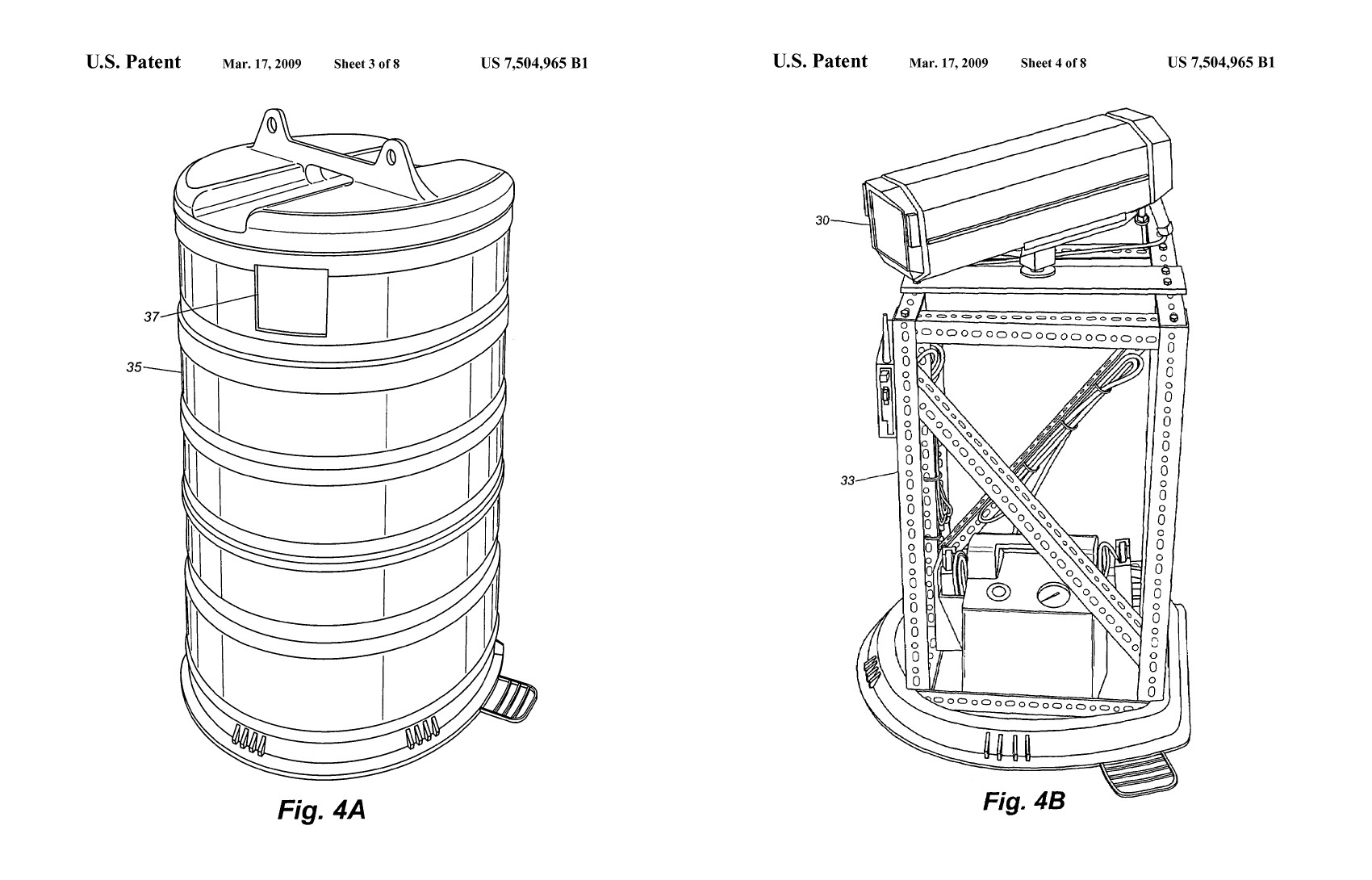 Patent drawings showing a traffic barrel and the camera inside it Patent drawings showing a traffic barrel and the camera inside it
