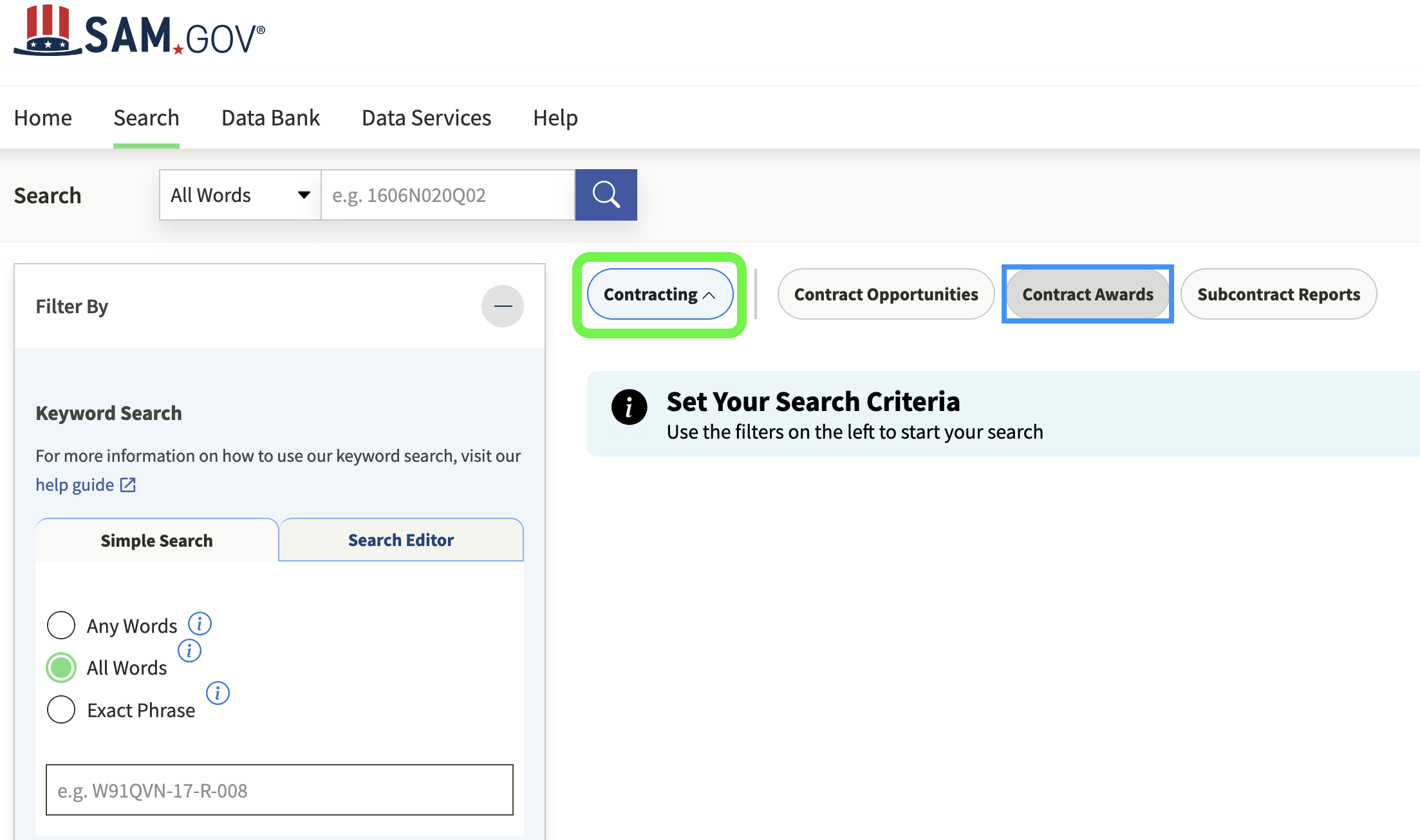 Search page on Sam.gov Search page on Sam.gov