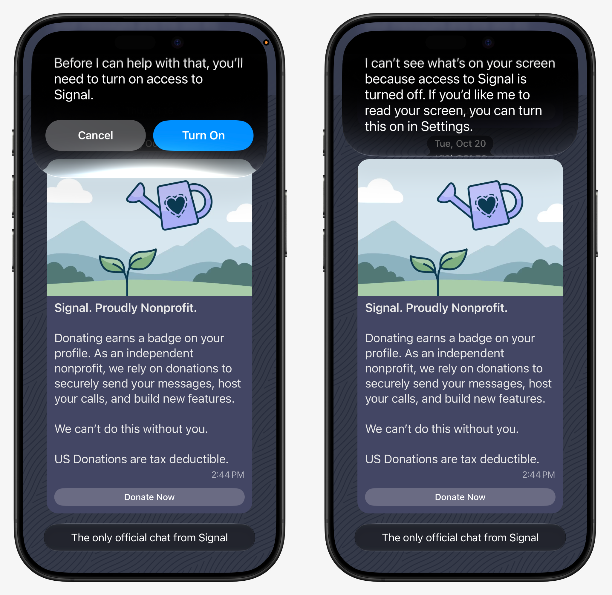 screenshot of apple phone with screenshots of siri interface over the signal app screenshot of apple phone with screenshots of siri interface over the signal app