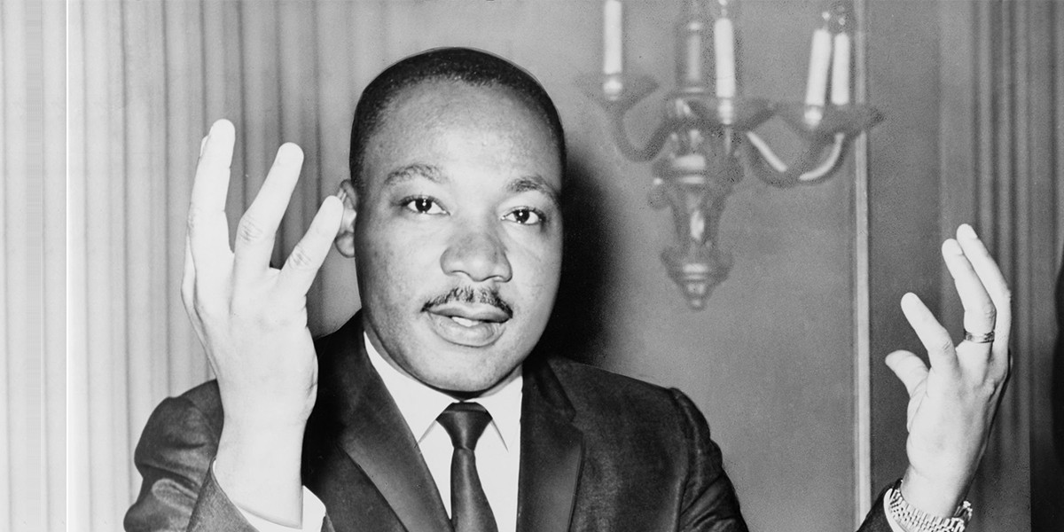 Martin Luther King Jr photo public domain via Wikimedia Commons