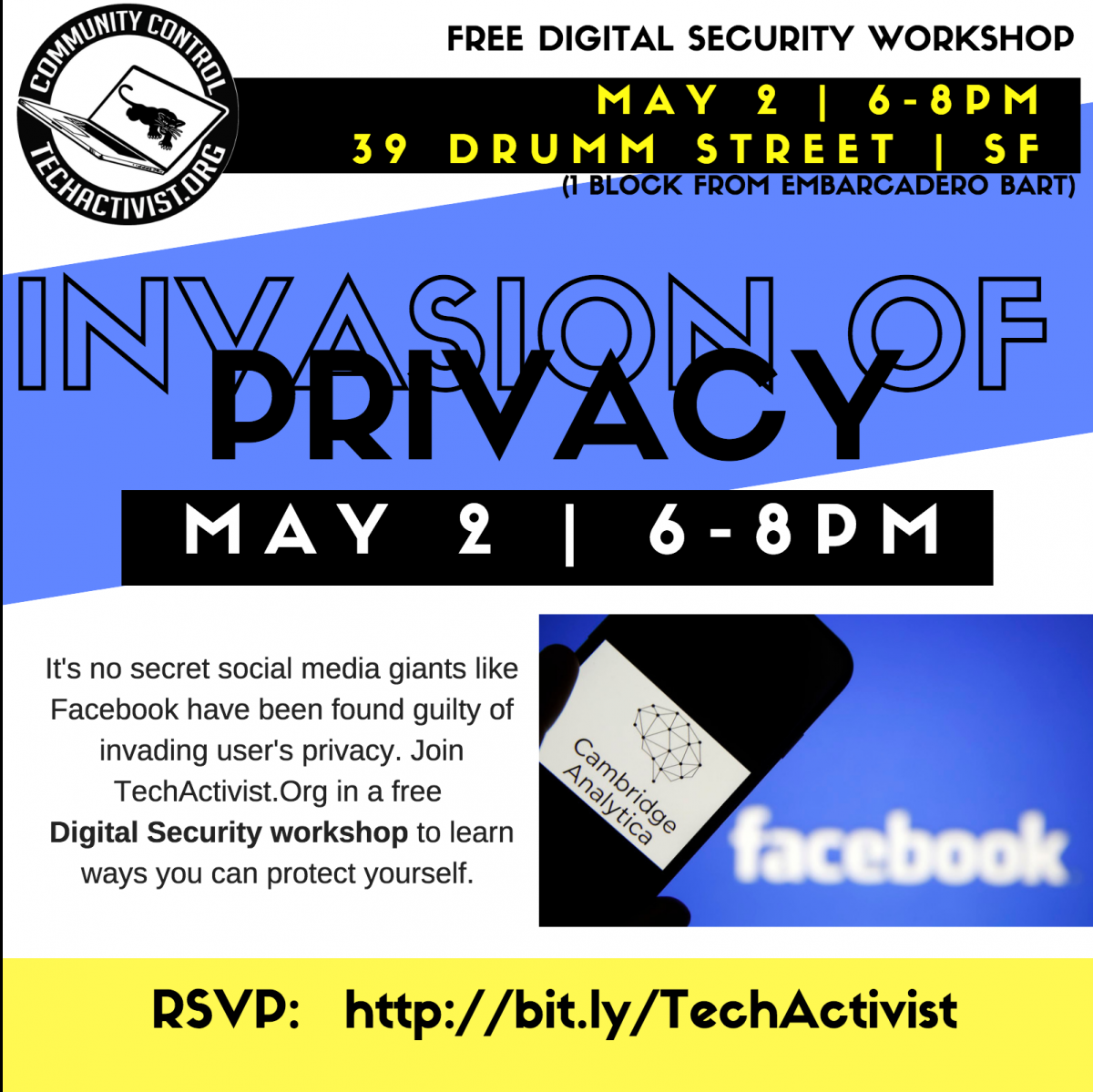 TechActivist.Org Presents: Invasion of Privacy - Digital Security Workshop Tickets, Wed, May 2, 2018 at 6:00 PM | Eventbrite