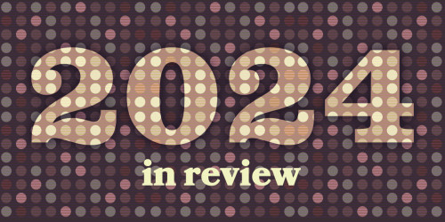 text of "2024 in review" on background with circles