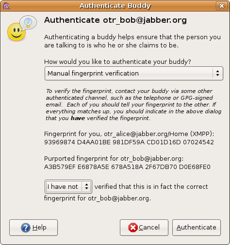 authentication dialog